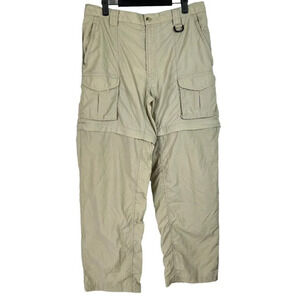 Columbia PFG Green Convertible Pants Mens Sz Medium Cargo Shorts Elastic Waist